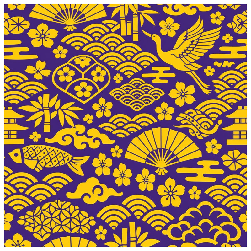 Housses de couette à motif de grue japonaise, King