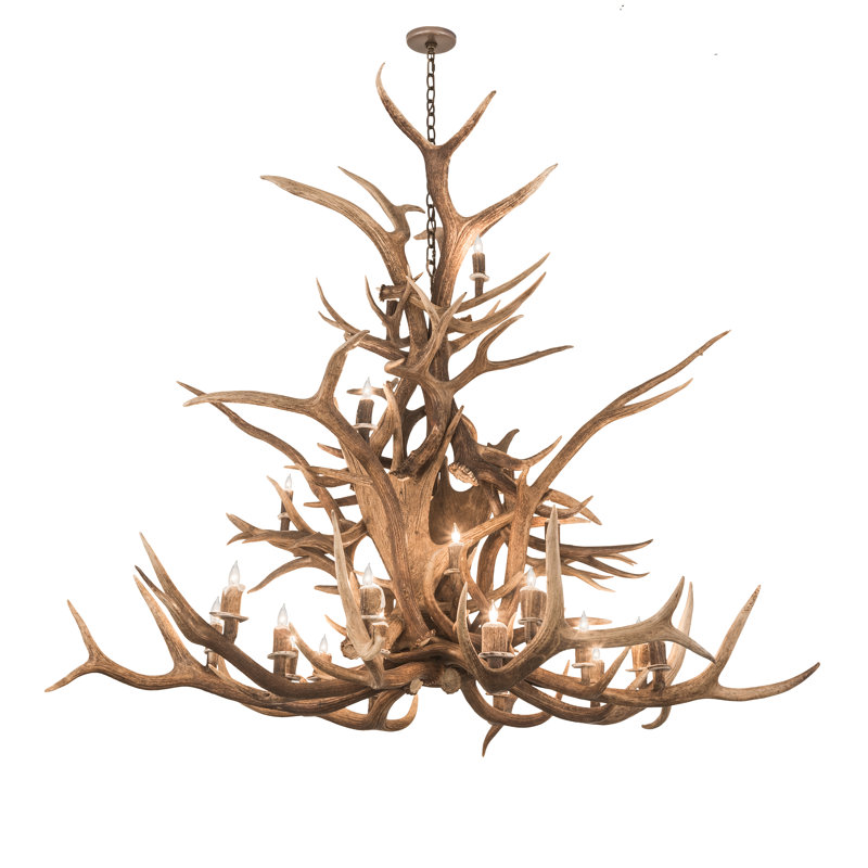 Lustre spectaculaire et unique à 24 lumières Antler Elk