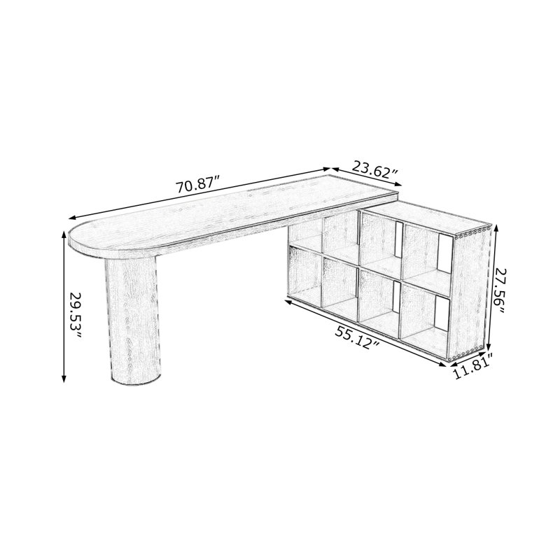Black L-Shaped Solid Wood desk, 29.53" H x 70.87" W x 23.62" D, Right Hand Return 