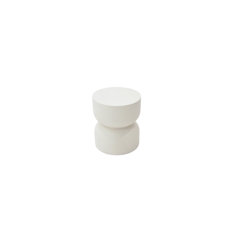 Chronos 18" Round Concrete Side Table, Cream White