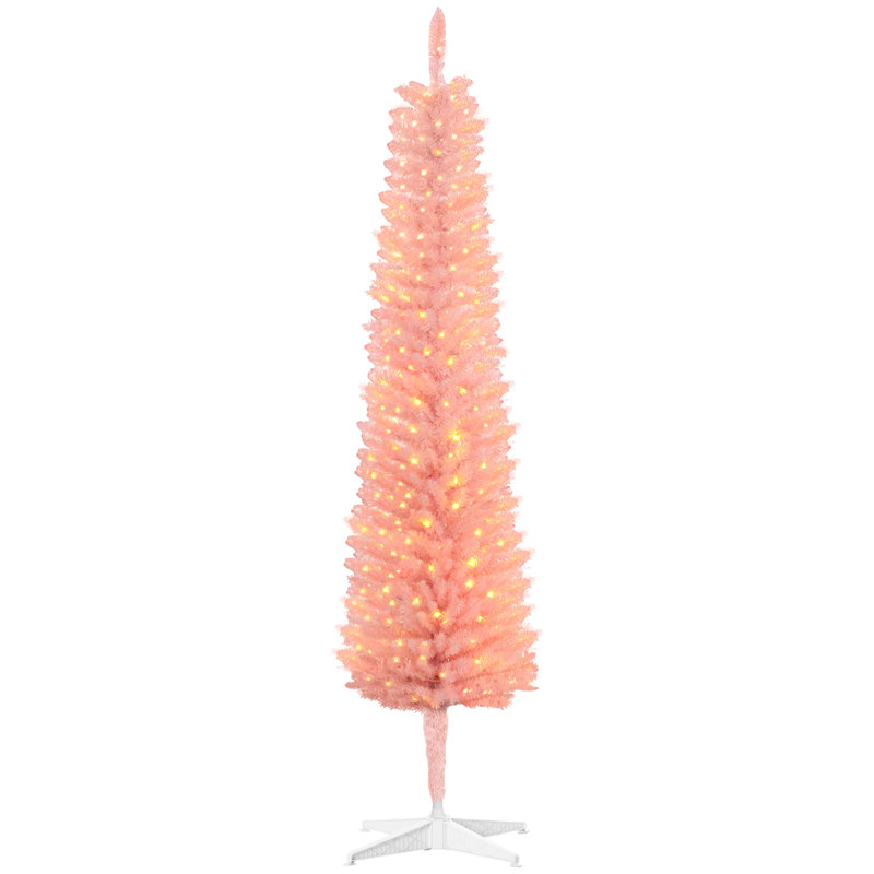 Arbre de Noël de 5 pi avec 150 lumières DEL et 250 éléments de branches roses hauts colorés