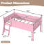 Lit mezzanine simple avec garde-corps pleine longueur, lit mezzanine bas en bois massif avec échelles et tablette à côté, forme chic et conception à profil bas-155249483-155249485