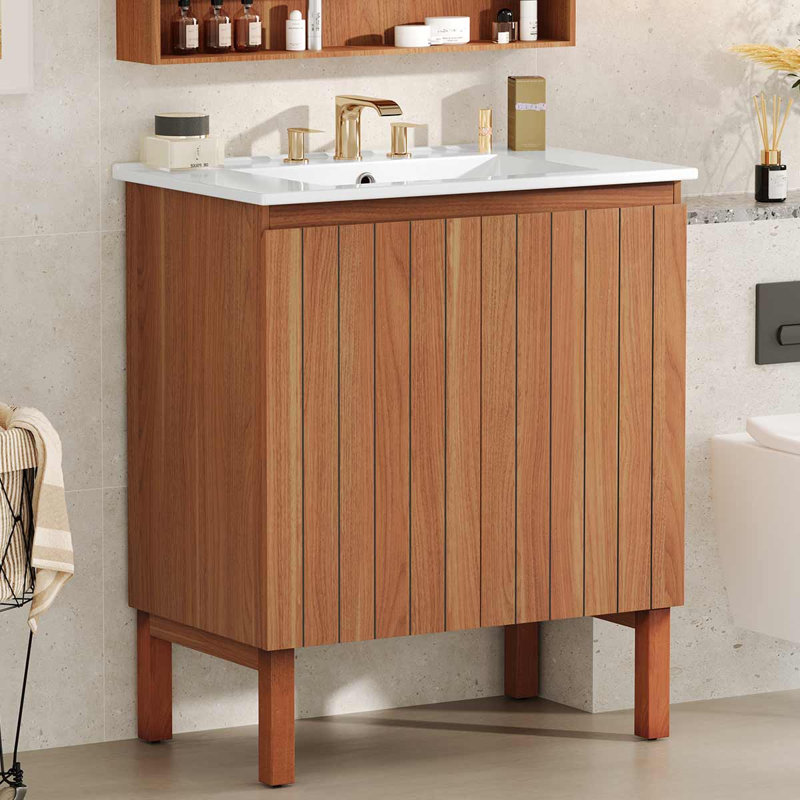 Meuble-lavabo moderne de 30 pouces avec lavabo en céramique et grand espace de rangement