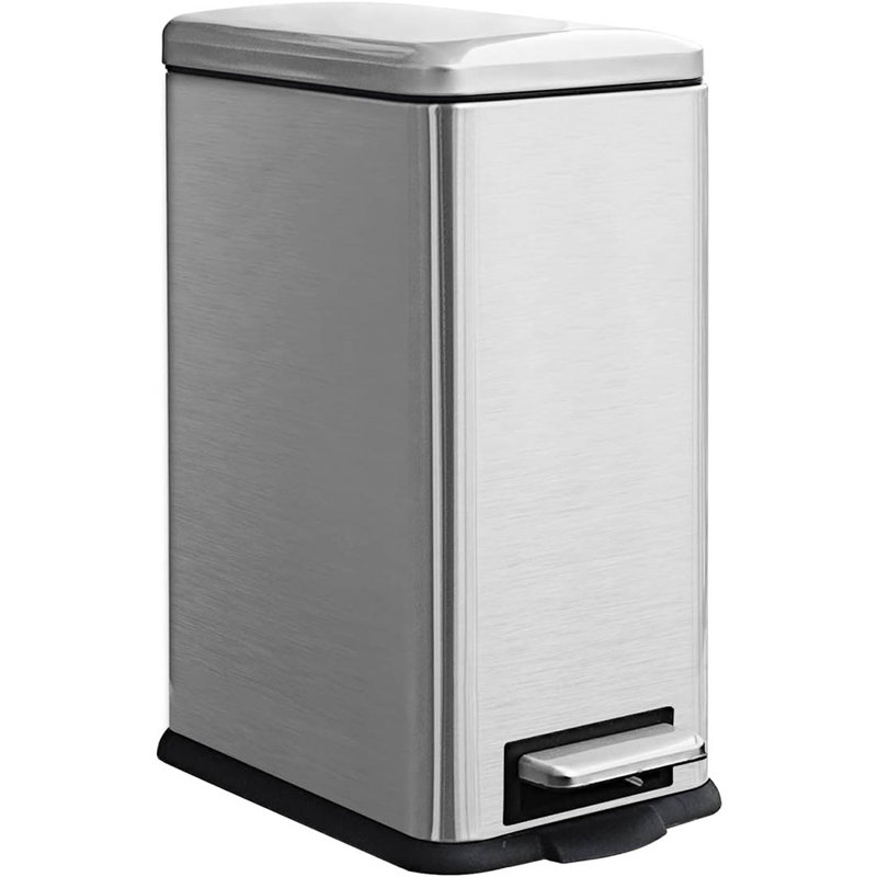 Stainless Steel Step On Kitchen Trash Can - 17L, Silver