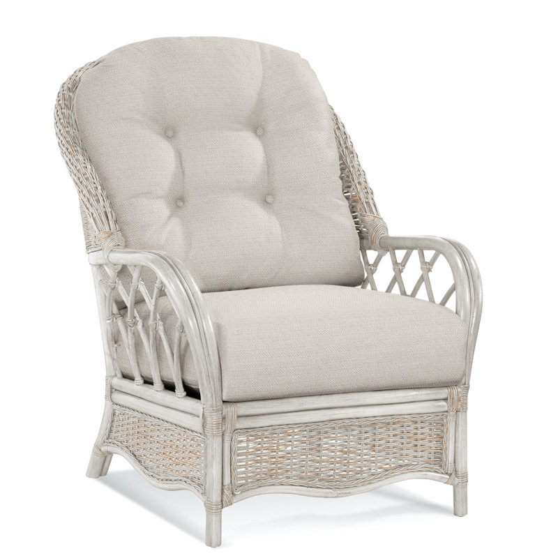 Chaise avec accoudoirs en rotin Everglade, Performance texturée blanche; 0865-91, Blanc antique givré