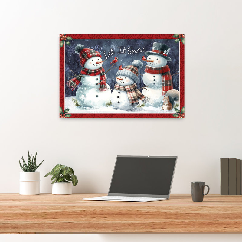 Let It Snow Christmas Snowmen by Nicole DeCamp - Wrapped Canvas Print, 40.64cm H x 60.96cm W