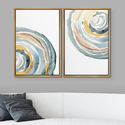 Tree Ring " Geometric Pastel Watercolor Ring Abstract Shapes Digital Art Modern Art " 2 - Pieces