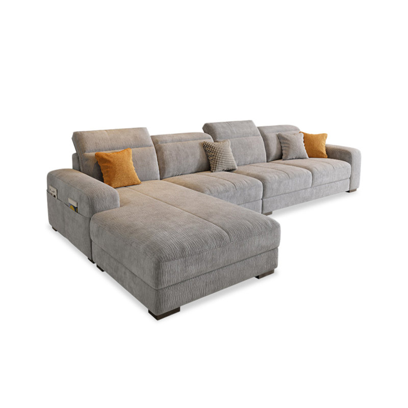 Canapé modulaire 3 pièces rembourré, Gris, H 35,43 po x l 110,24 po x P 68,9 po, Face à la gauche