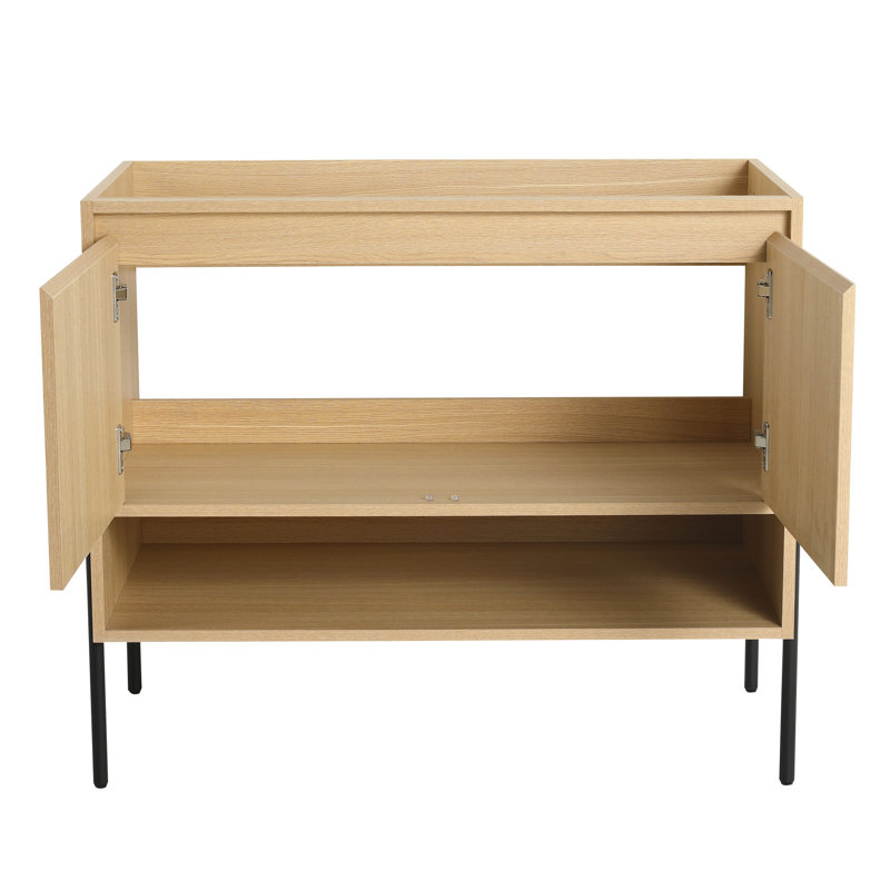 Armoire de meuble-lavabo 36 po - Structure en bois d'ingénierie avec 2 portes à fermeture douce et grande capacité de rangement en chêne