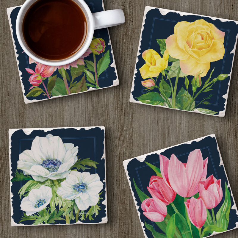 Stoneware Square 4 Piece Coaster Set