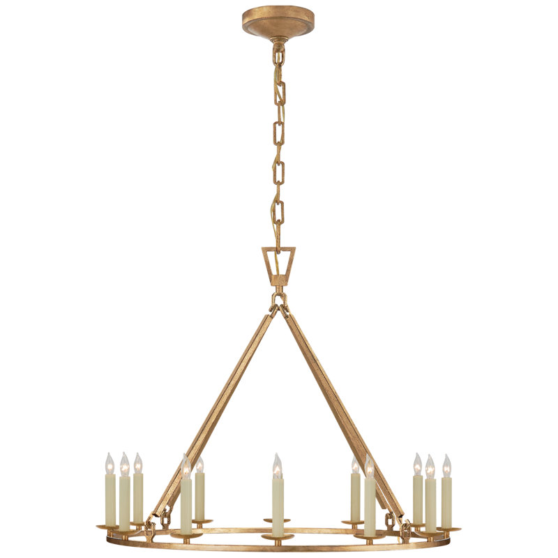 Chapman & Myers Darlana Medium Single Ring Chandelier, 24.5" H x 30" W x 30" D, Golded Iron