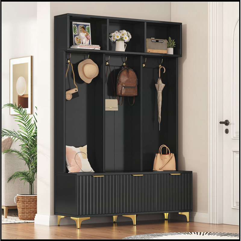 Grand portemanteau avec banc Modern, Noir