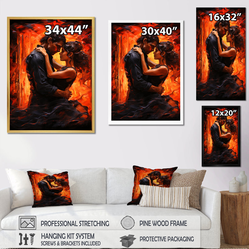 «Dance Tango Temptation», reproduction sur toile, H 32 po x l 16 po x P 1 po, Cadre flottant doré