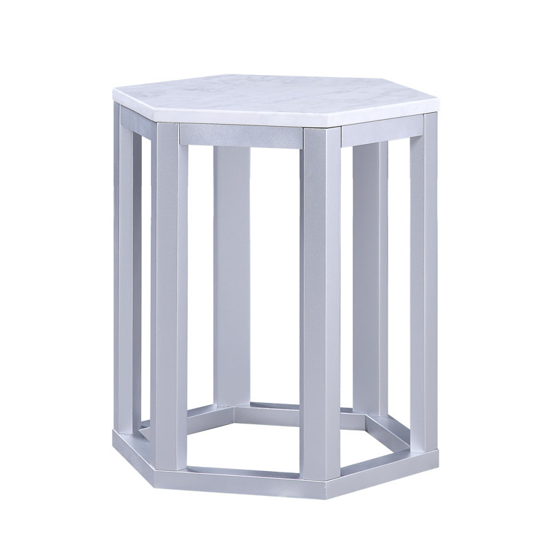 Table de bout Aguirre-Jarquin, Blanc, Gris clair