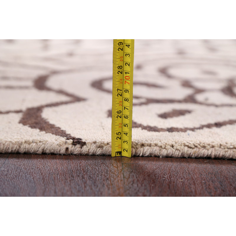 Tapis de zone en laine beige/ivoire 5 pi x 7 pi 10 po one-of-kind à la main noué la Newington