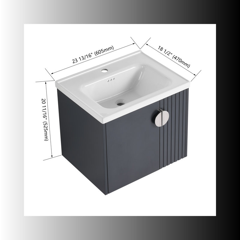 Chelsye 24'' Single Bathroom Vanity with Ceramic Top, Black