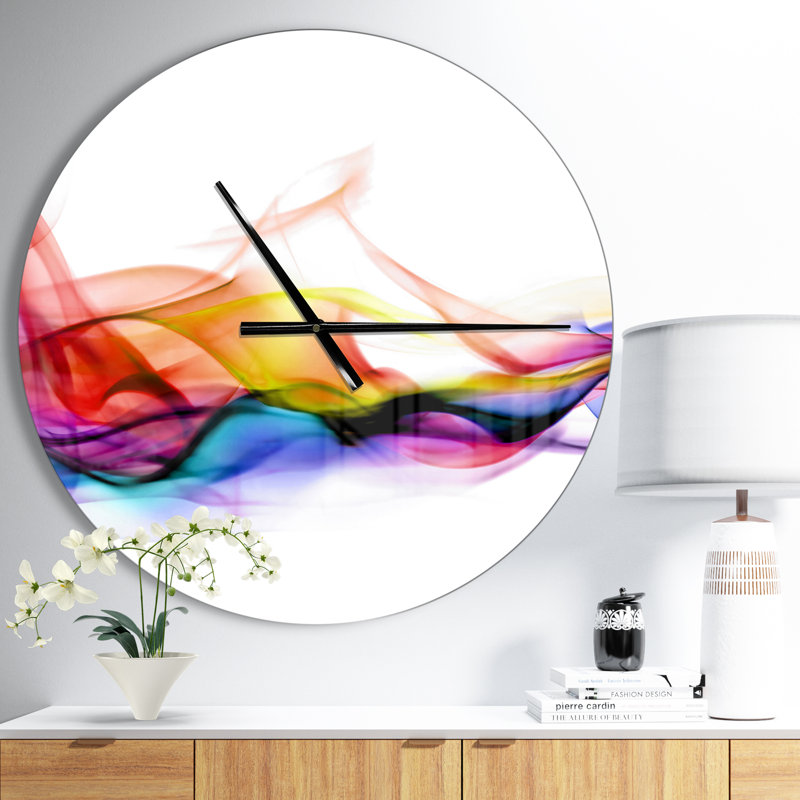 Fumée abstraite - horloge ronde abstraite en métal, Moyen
