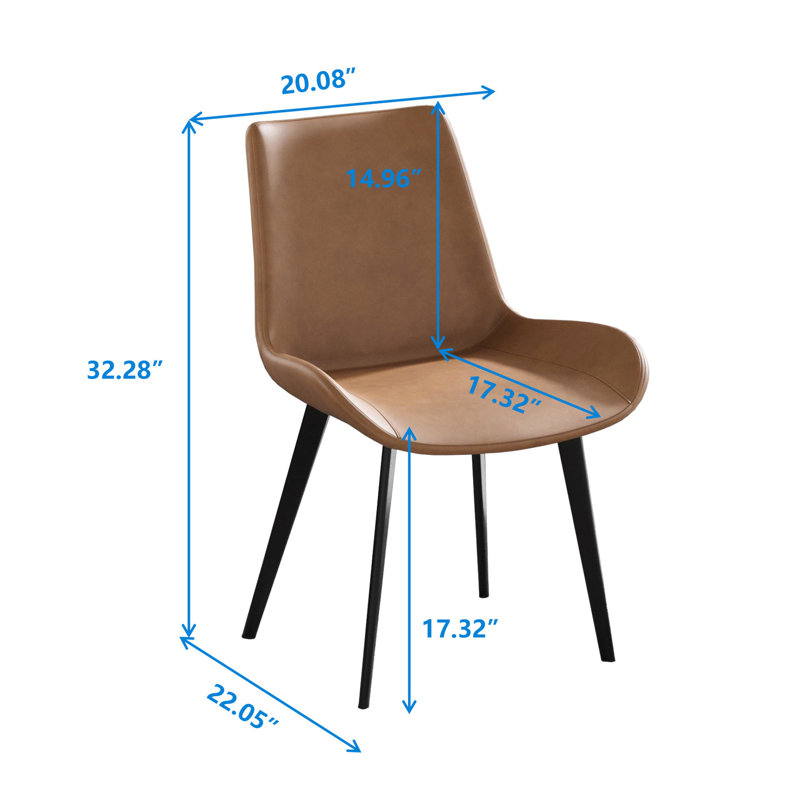 Chaises de salle à manger Modern Brown - Pieds en métal épais pour une durabilité ergonomique, 2, Brun