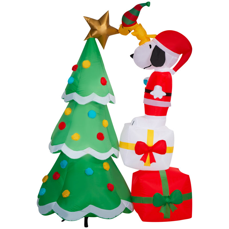 Lumière de Noël Airblown-Snoopy avec arbre de décoration Woodstock MD-Scène d'arachides