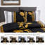 Black Trendy Printed Bedspread Floral Design Quilted with Pillow Shams-113665292