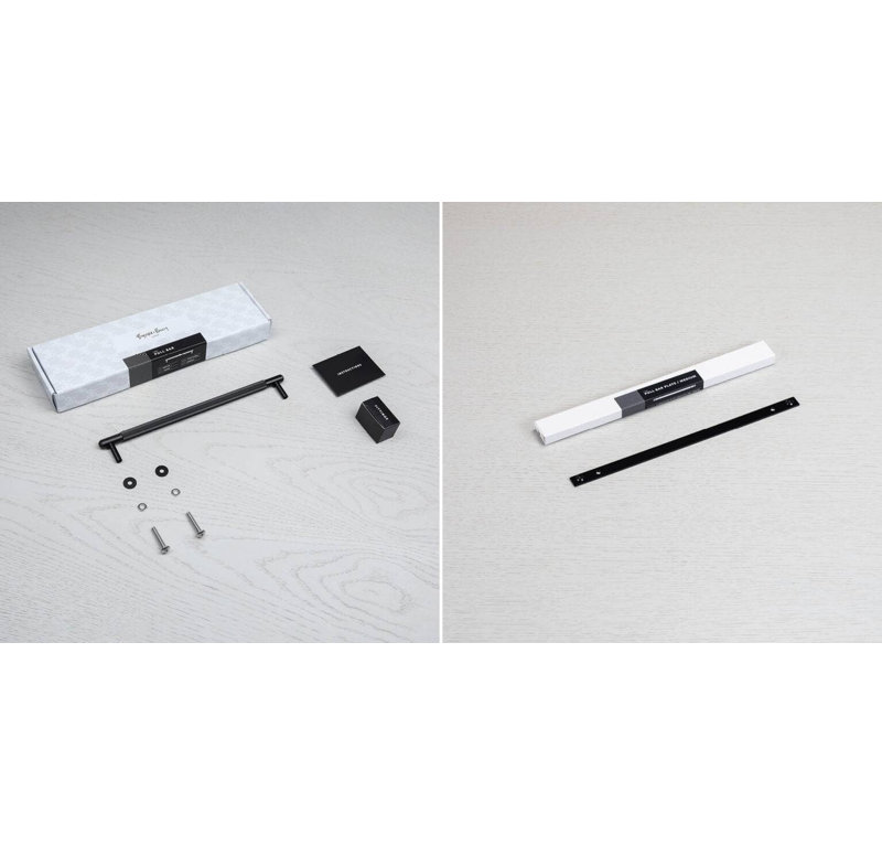 Pull Bar / Plate / Linear, Black, 8 14/16"