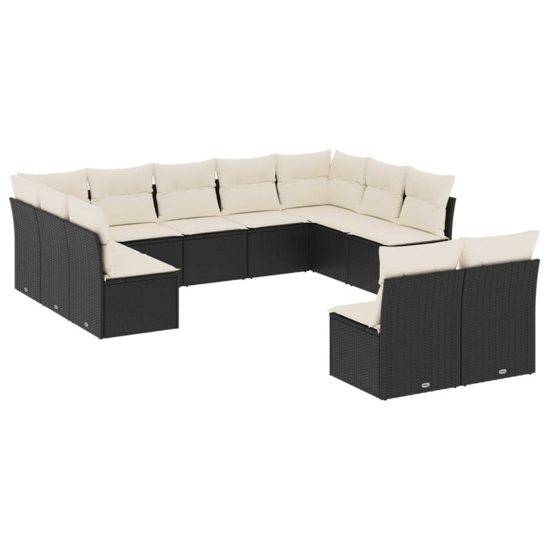 Ensemble de canapé de jardin Vidaxl, Blanc, Noir