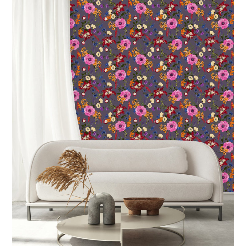 Carreau de papier peint auto-adhésif L 10,4 pi x l 25 po Brightly Floral