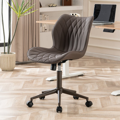Faux Leather Office Chair Same Color Cushion and Base Task Chair Computer Desk Chair