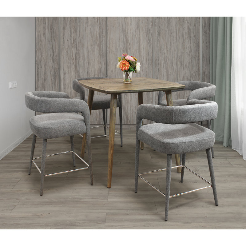 Ensemble de comptoir 5 pièces Cole avec table de rassemblement et 4 chaises de comptoir Galway gris foncé Cole