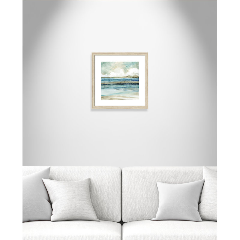 Azzedine «Soft Surf II», reproduction de peinture à l'aquarelle encadrée, H 17,5 po x l 17,5 po x P 1,25 po, Beige