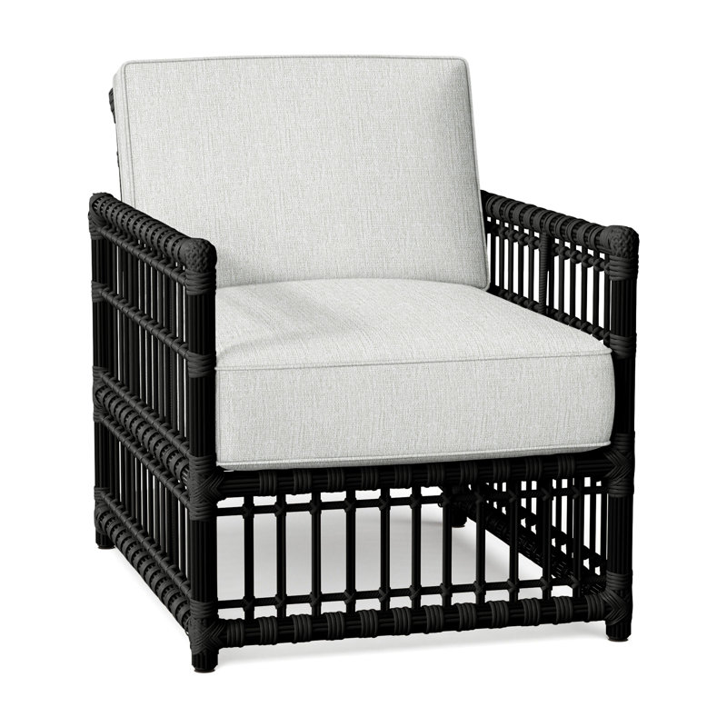 Newport N-Dura Resin Wicker Outdoor Woven Lounge Chair, Welt, Bali perle, Onyx