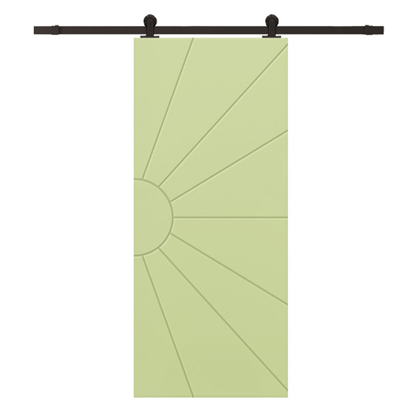 Porte de grange à panneaux et en bois manufacturé avec quincaillerie d'installation, 30 po x 80 po, Vert sauge