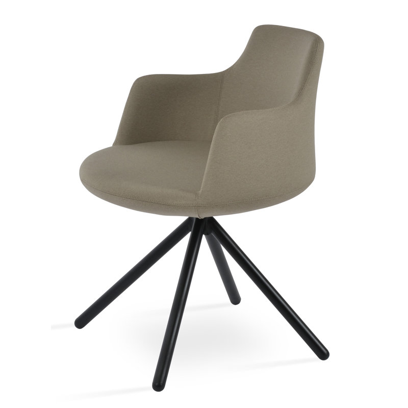 Chaise avec accoudoirs Dervish, Noir, Beige