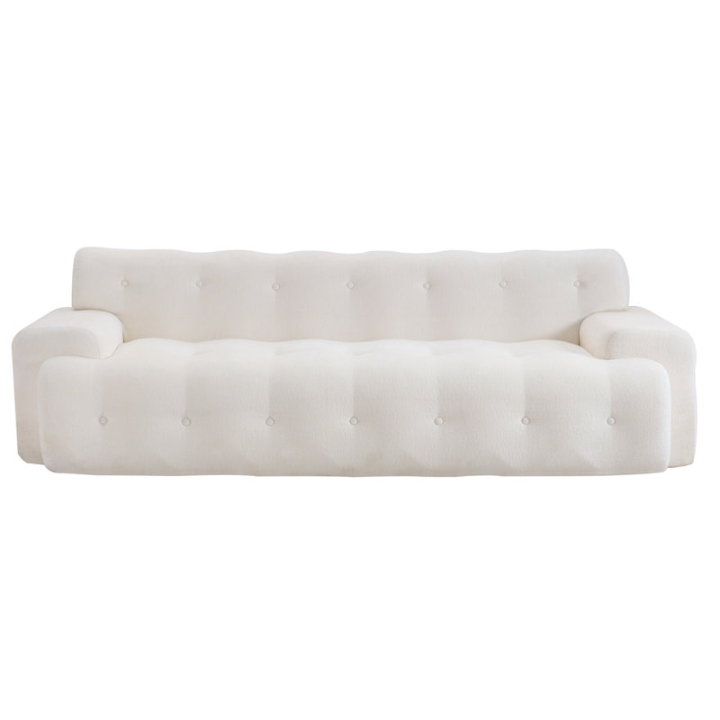 88 in.Cloud 3 Seater Chenille Sofa with Button Tufted Comfy Upholstered Couch, White