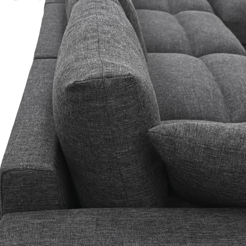 Canapé modulaire réversible avec repose-pieds Anchoretta, Lin gris et noir