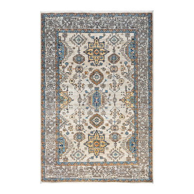 Tapis unique bleu / beige / jaune 3 pi 11 po x 5 pi 10 po Demontra
