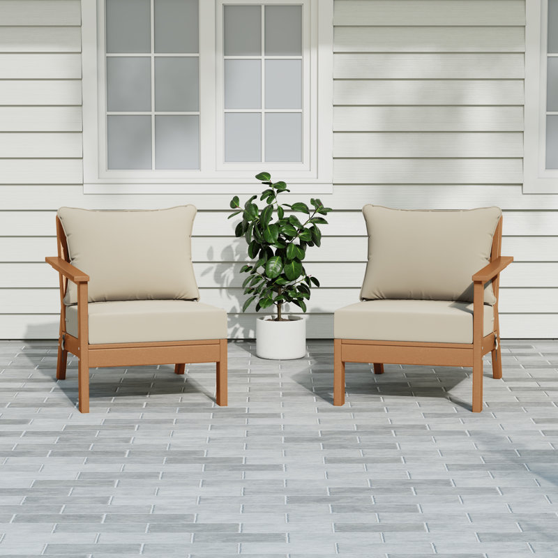 Ensemble de sièges profonds avec coussins, Teak, Beige
