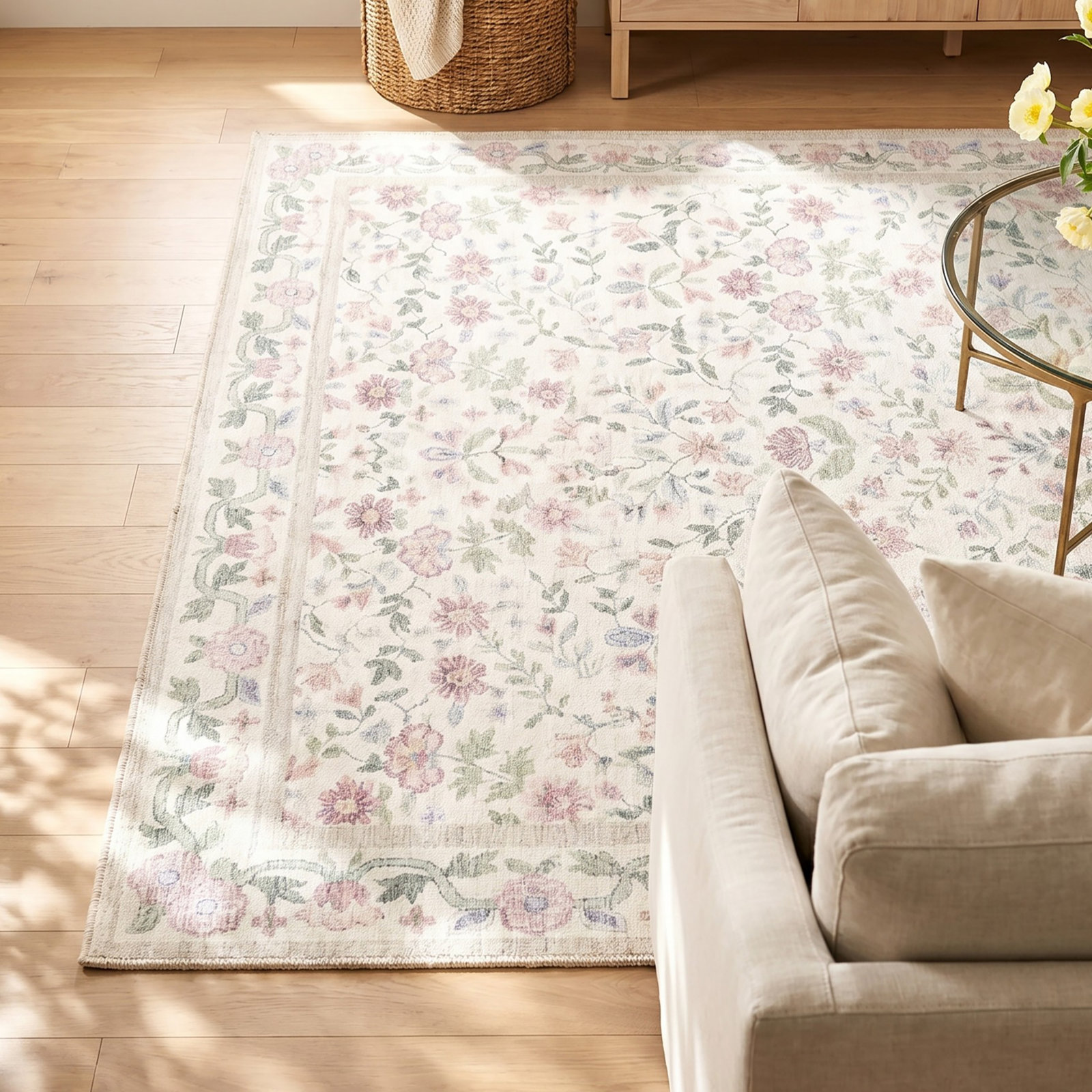 Myla Machine Washable Floral Area Rug, Rectangle 7'10" x 10'2"
