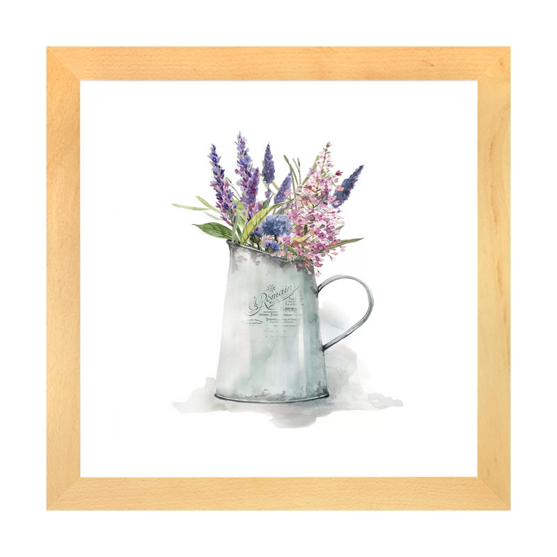 par impression, Toile avec cadre en bois beige, Blanc, H 24 po x l 24 po x p 1 po