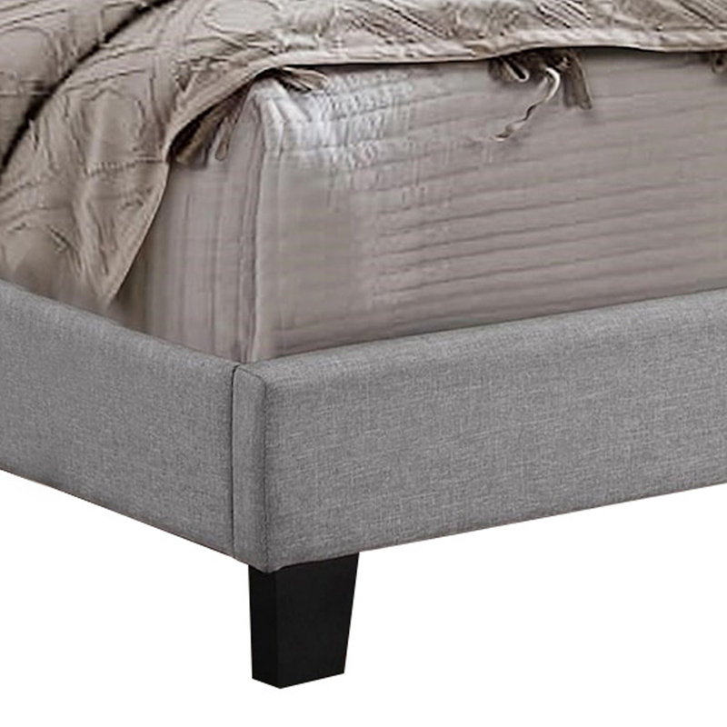 Lit plateforme tapissier Woodsum, Double, Gris