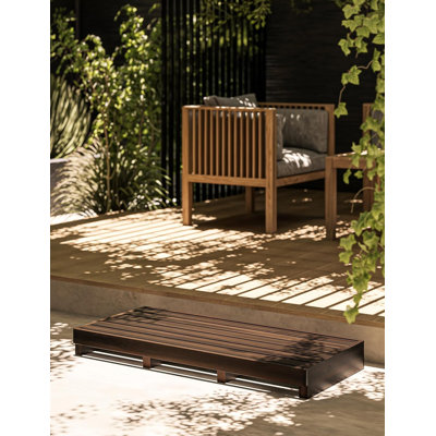 One Step Stool for Elderly (35" Length) - Acacia Wood High Riser Step Stool with Non-Slip Pads