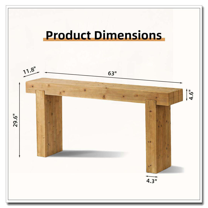63" Solid Wood Console Table
