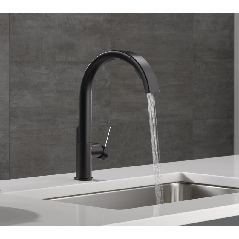Keele Matte Black Kitchen Faucet with Pull Down Sprayer, Modern Single Hole Kitchen Sink Faucet, Single Handle, Matte Black