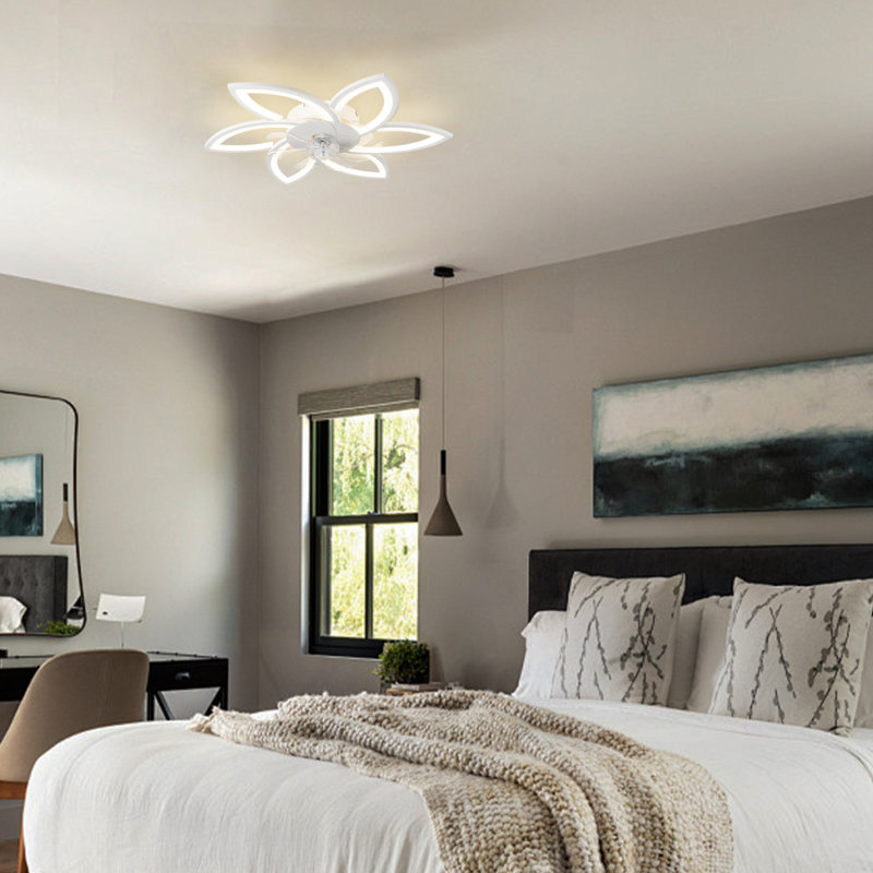 Ventilateur de plafond intérieur à 7 pales 29,53 po avec éclairage Acea, Blanc