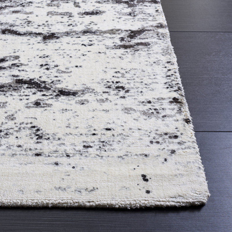 Tapis abstrait en coton tissé à la main en viscose Cuevas, Rectangle 6 pi x 9 pi