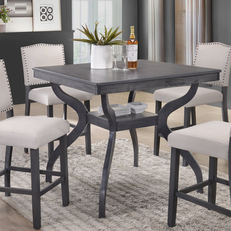 Newton Square with Solid Wood Base Dining Table