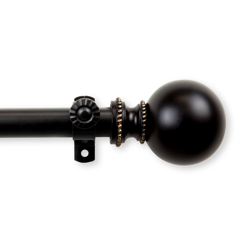 Tringle à rideaux simple ajustable 0,81 po Bellcast, Noir, 28 po à 48 po (chaque côté)