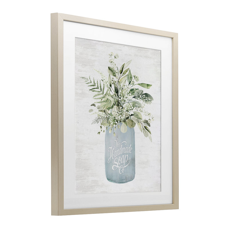 Savon de bain antique fait à la main, impression encadrée sous verre, design avec lettres et doublure, H 16 po x l 13 po