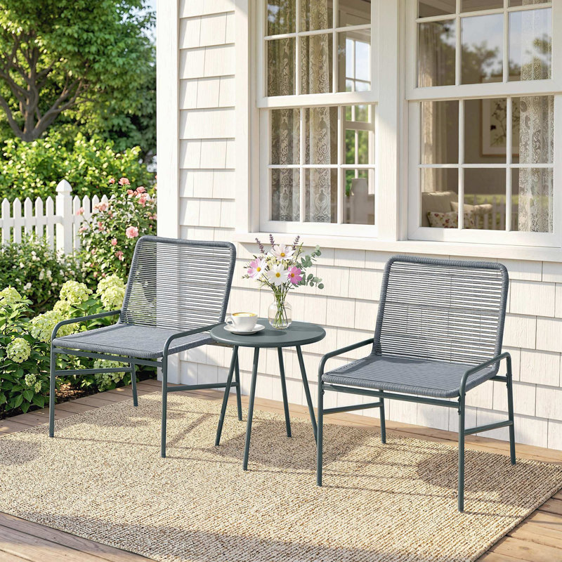2 - Person Patio Dining Set with Round Table, Grey