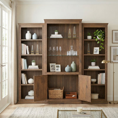 78.75'' Tall 3-Piece Retro Bookcase With 5-Colour LED Lighting